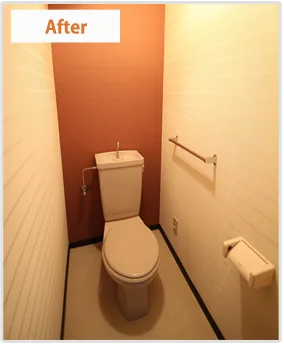 トイレのリフォーム後（アクセントクロス）
